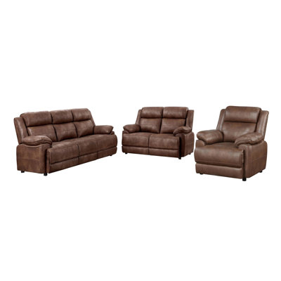 Diandre Dark Brown Upholstered 3-Piece Sofa Set