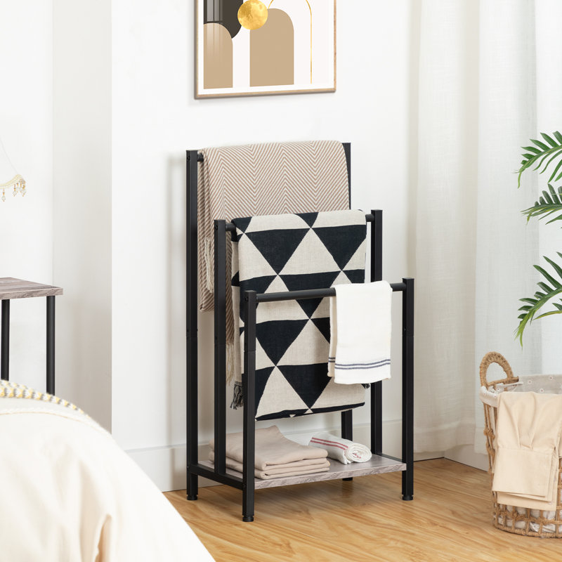 Metal Blanket/Quilt Rack, Black/Gray