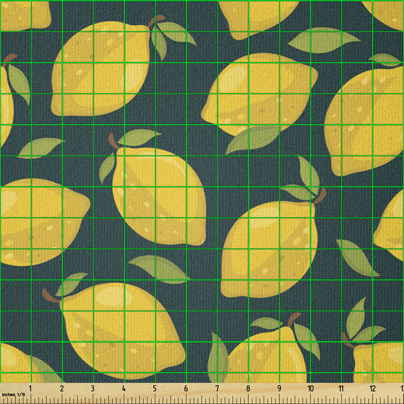 Cralg Citrus Cartoon with Leaves on Dark Background Multi-Purpose Fabric