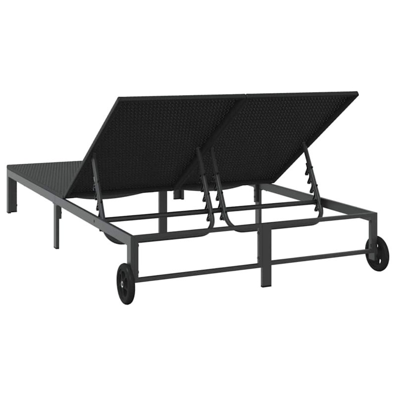 Lit de bronzage en poly rotin noir, Black