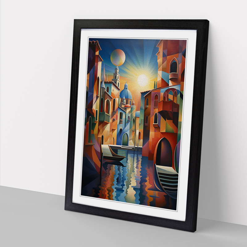 Venice Futurism Art - Framed Print, 64cm H x 46cm W, Black Framed