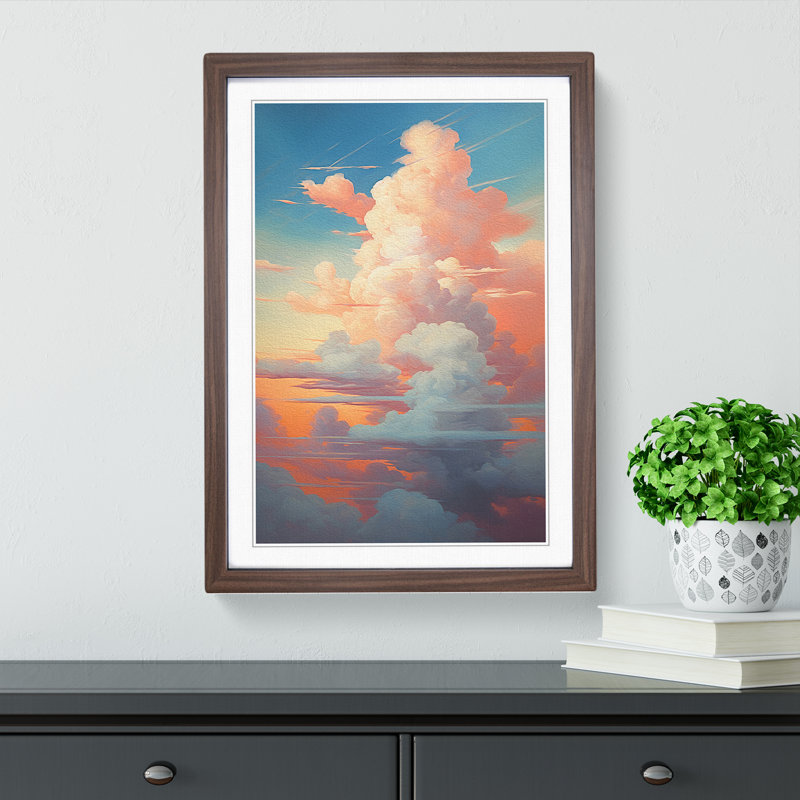Single Picture Frame Print on Wood, Walnut Framed, 46cm H x 34cm W
