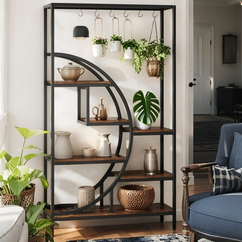 Support à plante d'intérieur en forme de demi-lune Omere