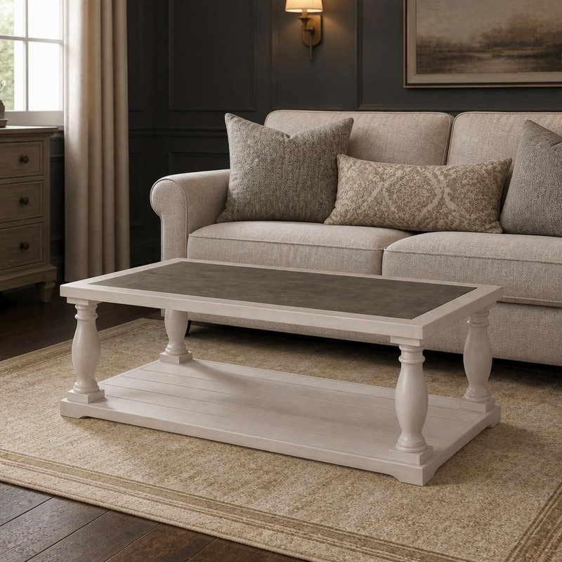 Table basse Farmhouse, Brun et blanc