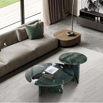 2-Piece Round Nesting Coffee Table Set