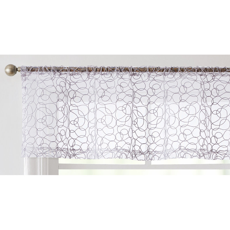 Ketaki Embroidered 54" Window Valance, Silver Gray