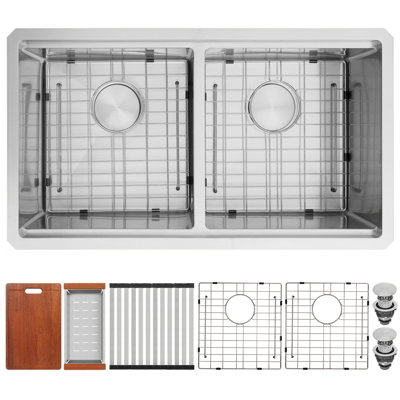 30'' L X 18'' W Double Basin Workstatiom Sink Stainless Stain Undermount Kitchen Sink