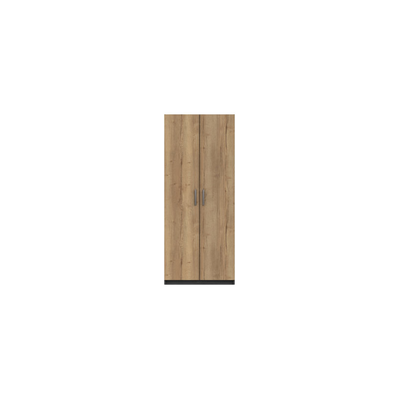 Harvey-Lee 2 Door Manufactured Wood Wardrobe, Graphite/Natural Rustic Oak