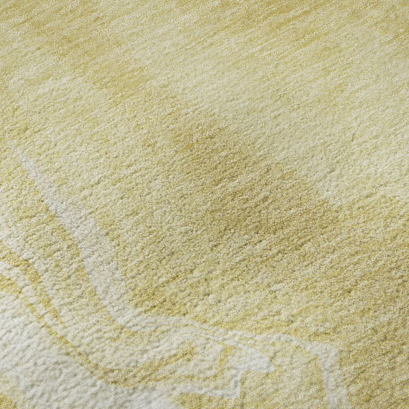 Premium Machine Washable Prisco Gold Rug, Round 8'