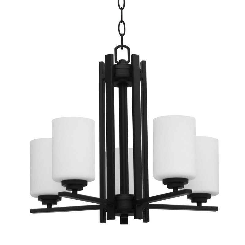 Lustre classique à 5 lumières avec abat-jour, Noir