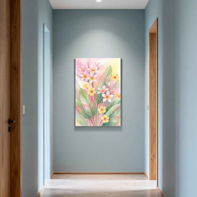 Plantes et fleurs Fleurs tropicales sur fond pastel doux, H 30 po x l 20 po