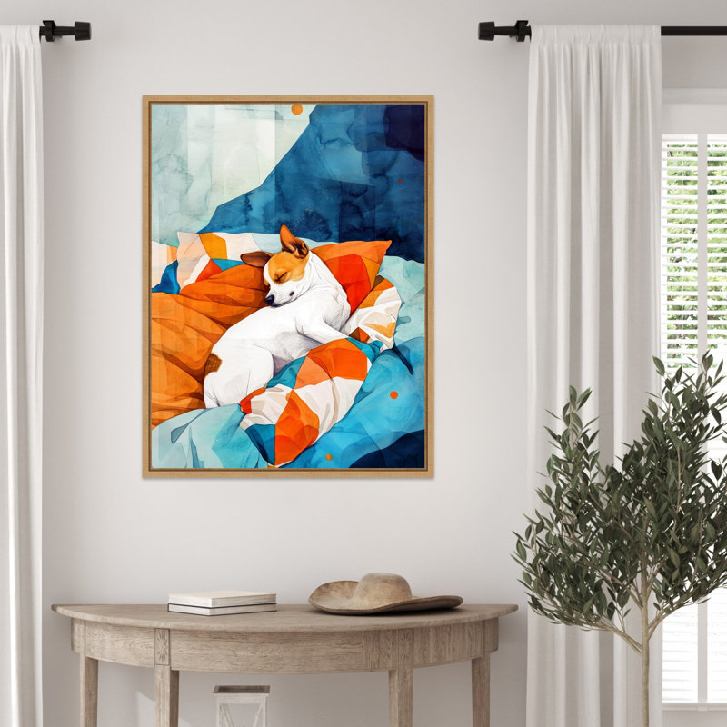 Reproduction d'art sur toile encadrée "Dogs Life Nap" par Ilora, H 30 po x l 23 po