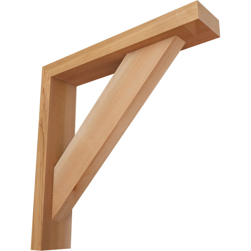 Traditional Block Bracket w/ Offset Brace, 18 x 18, 3 1/2"W Western Red Cedar (Smooth)