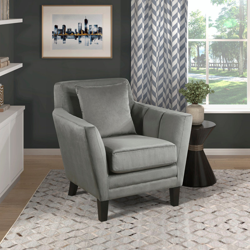 Fauteuil en velours de 34 po de largeur Annajean, Velours gris