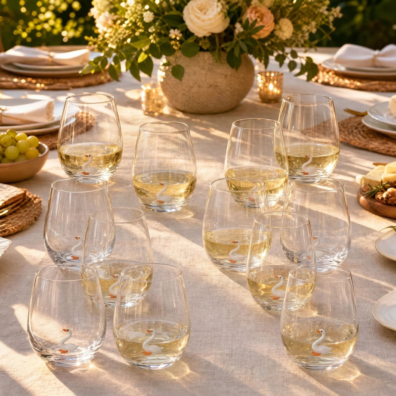 Verre à vin sans pied en verre soufflé à la main