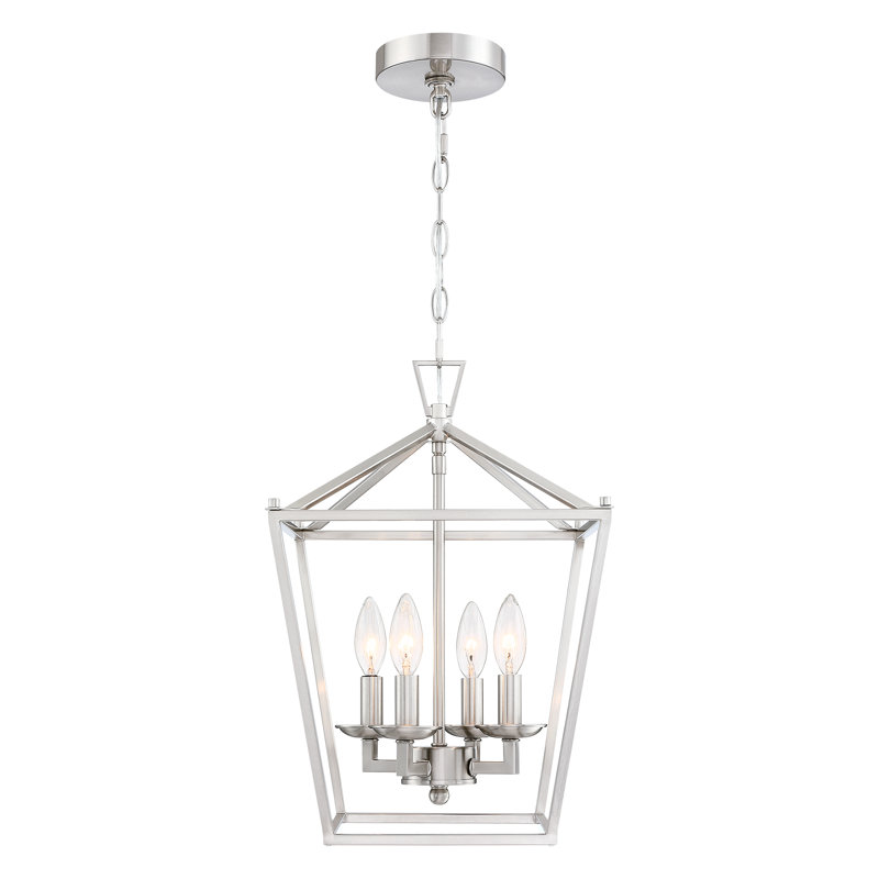 Duward 4 - Light Dimmable Lantern Chandelier, Brushed Nickel