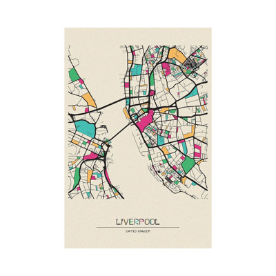 Liverpool, England Map by Ayse Deniz Akerman – Gallery-Wrapped Canvas Giclée