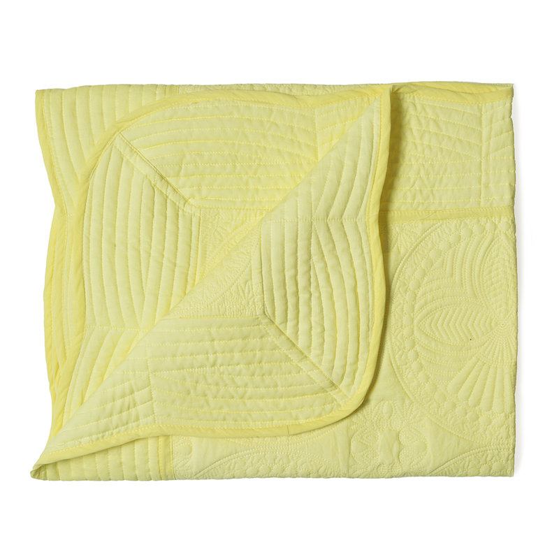 Couvertures et courtepointes brodées 100% coton, Jaune
