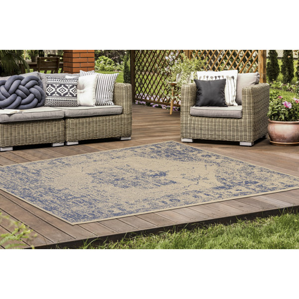 Foundry Select Sumiye Outdoor Rug for Patio Clearance, Waterproof