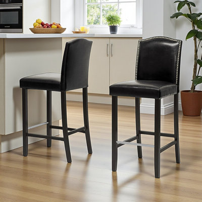 Bloom Modern Nailhead Bar Stool in Black, 44.91'' H X 18.26'' W X 21.22'' D (Set of 2)