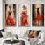 «Red Timeless Glamour Pointillism III», ensemble d'art mural tendance-915329057-915329059