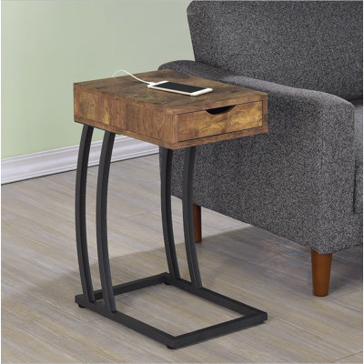 Table d'appoint antique muscade et bronze industriel