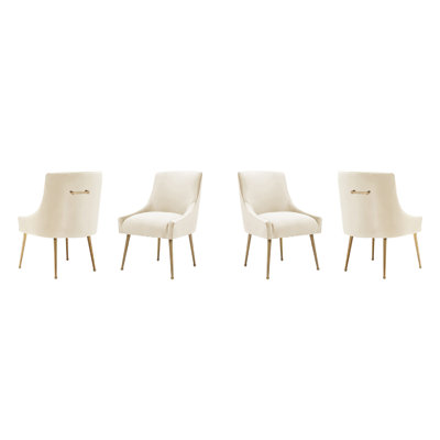 Chaise de salle à manger rembourrée en velours (ensemble de 4)