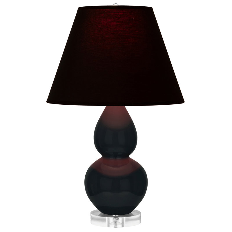 Petite lampe d'appoint à double gourde, Obsidienne, Noir / Rouge