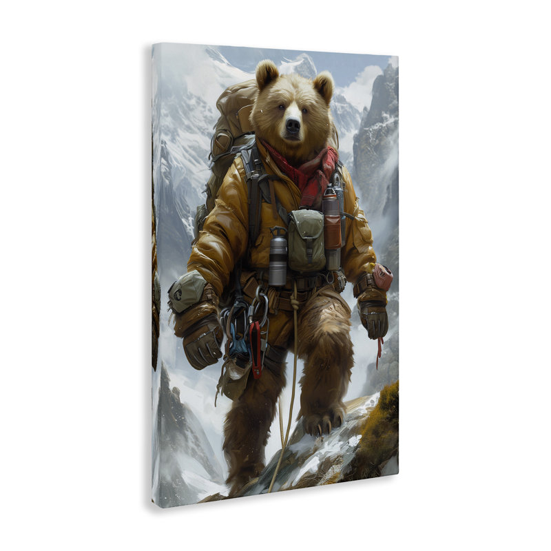 Art sur toile, montagne, randonnée, ours par Ray Heere, H 45 po x l 30 po