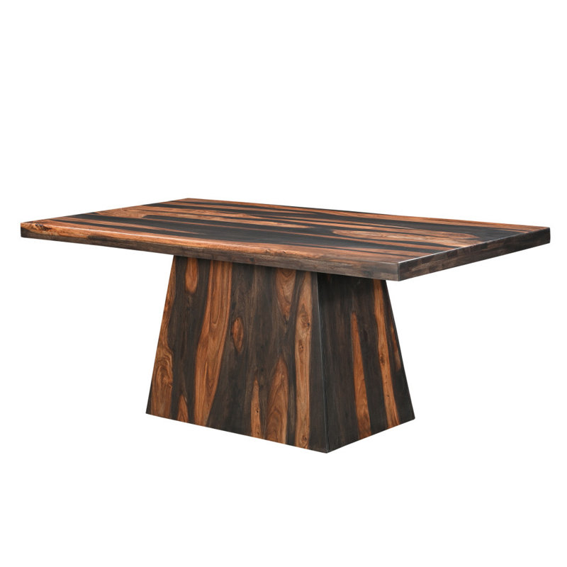 Table de salle à manger 75 "à base de piédestal en bois massif brun