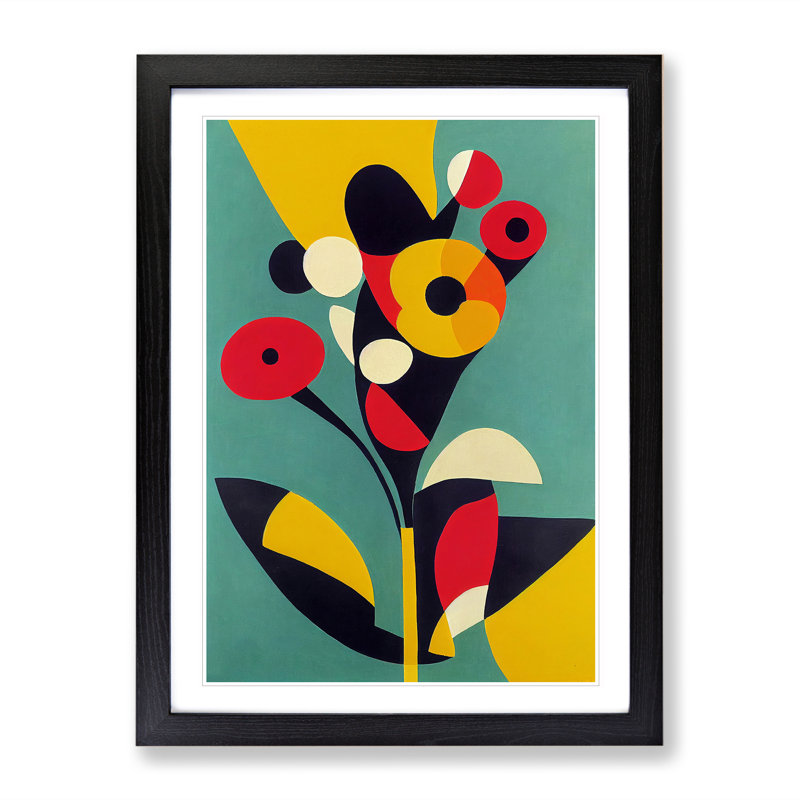The Abstract Flowers No.2 - Wall Art, Black Framed Paper, 66cm H x 48cm W, White