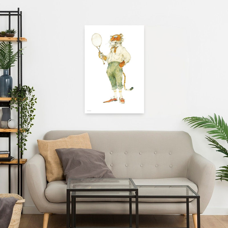 The Tennis Tiger, art contemporain, H 24 po x l 16 po