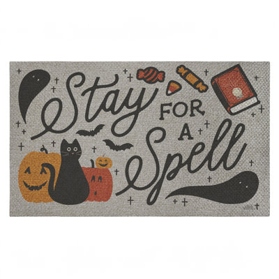 Tapis de porte extérieur Stay for a Spell Spooky Welcome, par Laura Marshall, 18 po x 30 po