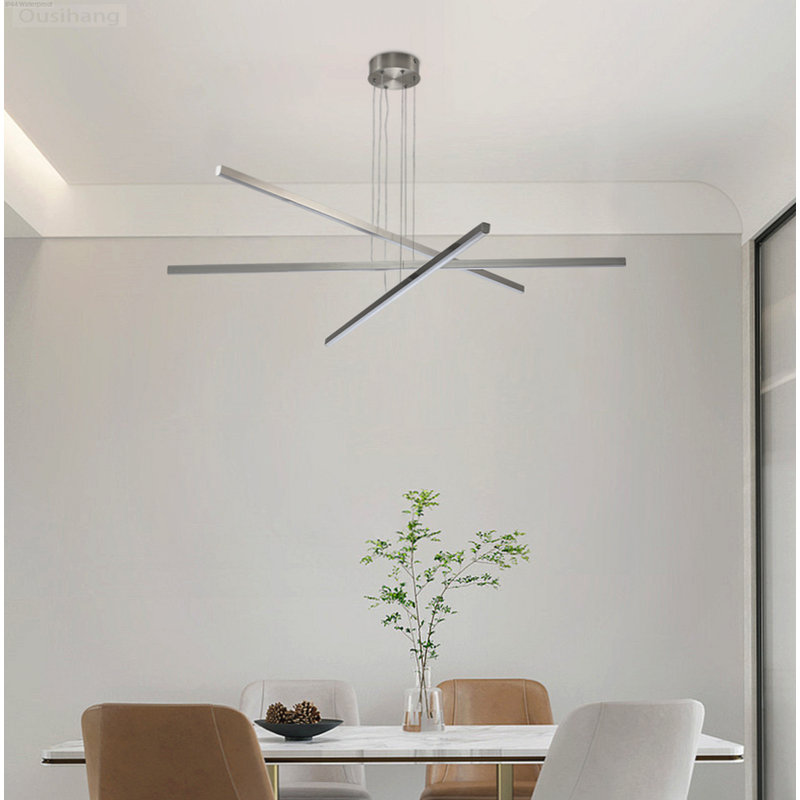 Lustre moderne à DEL 48 pouces à 3 bras, finition métallique élégante
