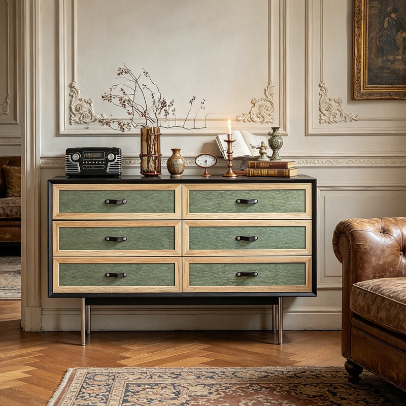 Armoire d'entrée Mid-Century, H 35,4 po x l 59,1 po x P 15,7 po