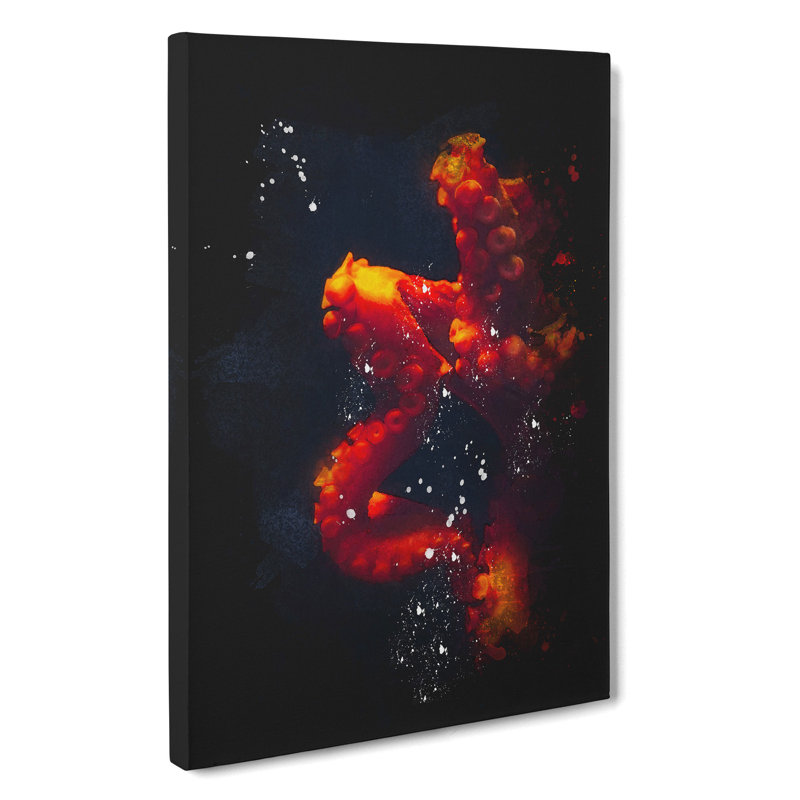 Red Octopus - Wrapped Canvas Painting, 76cm H x 50cm W x 3cm D