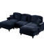Siège en chenille 3 rembourré bleu confortable avec dossier en forme de coussin incurvé, accoudoirs évasés et jupes plissées à volants amovibles, configurations multiples pour différents besoins en forme de U classique modulaire en forme de fleur