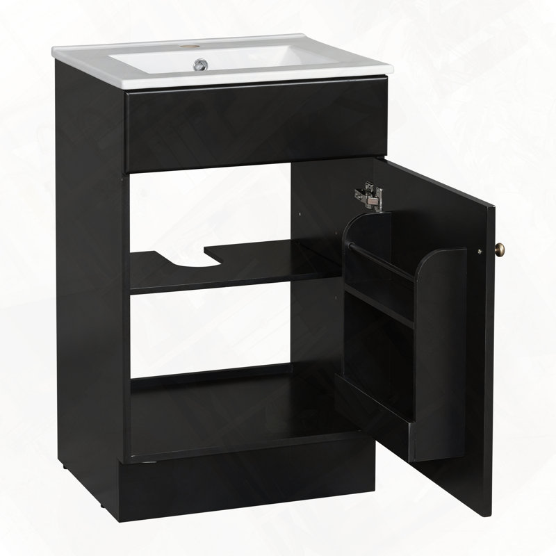 Meuble-lavabo de salle de bain avec lavabo, Noir