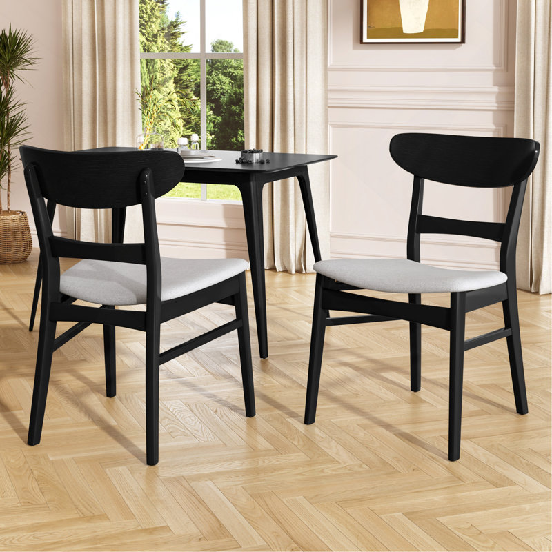 Chaise de salle à manger (ensemble de 2), Gris clair, Noir