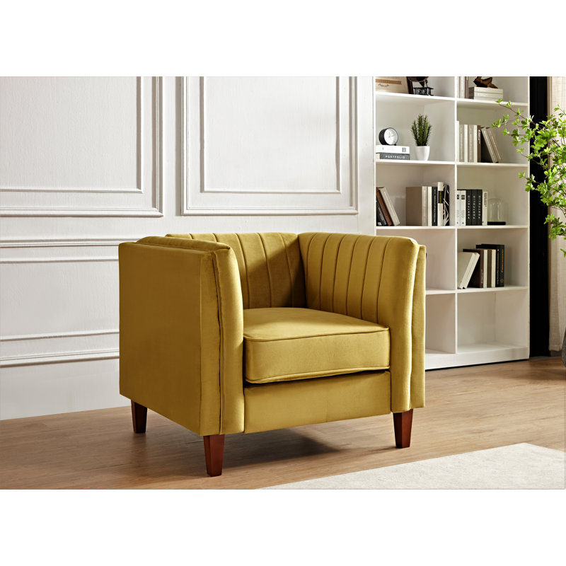 Souheil Velvet Armchair, Mustard Velvet