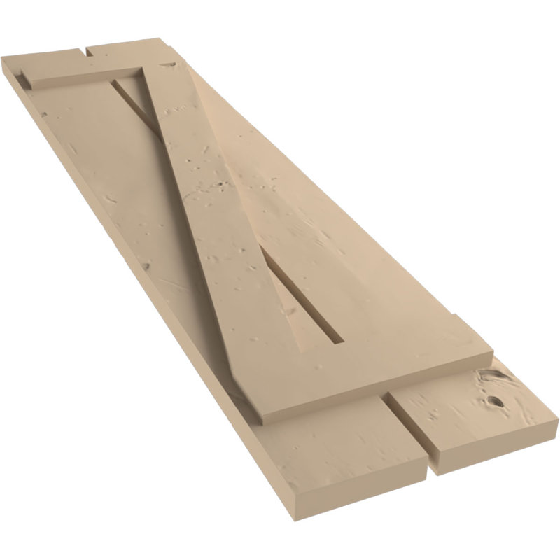 Volets rustiques en bois synthétique à deux planches espacées avec planche en Z (par paire), 11"