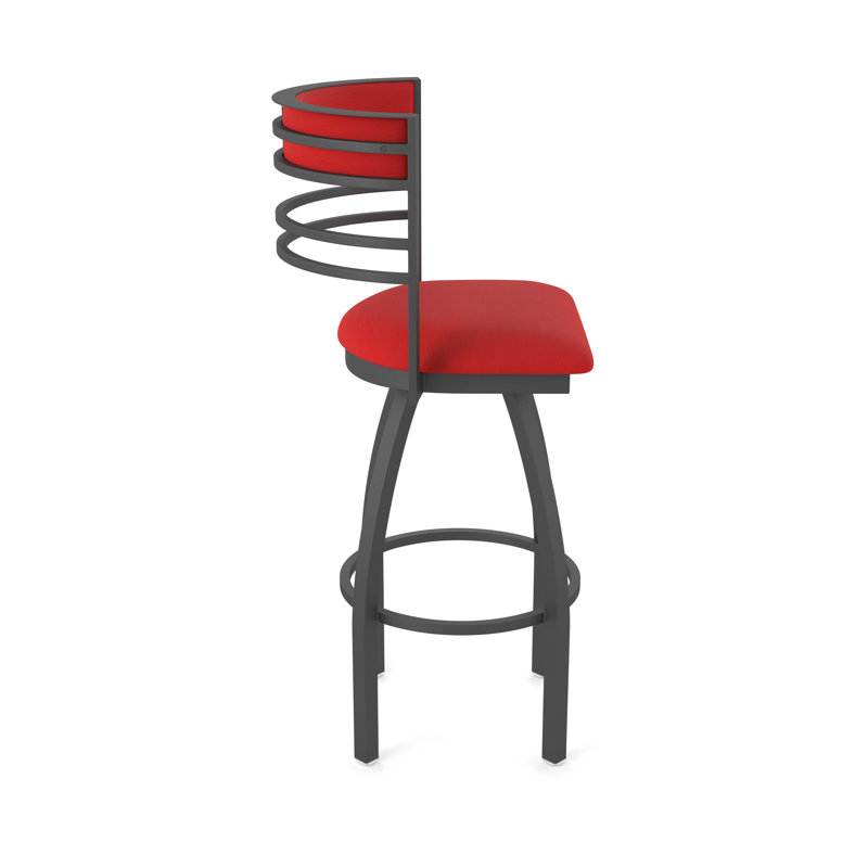 Hunter Swivel Stool, Tabouret de bar (siège d'une hauteur de 30 po), Étain, Vinyle - Rouge galop