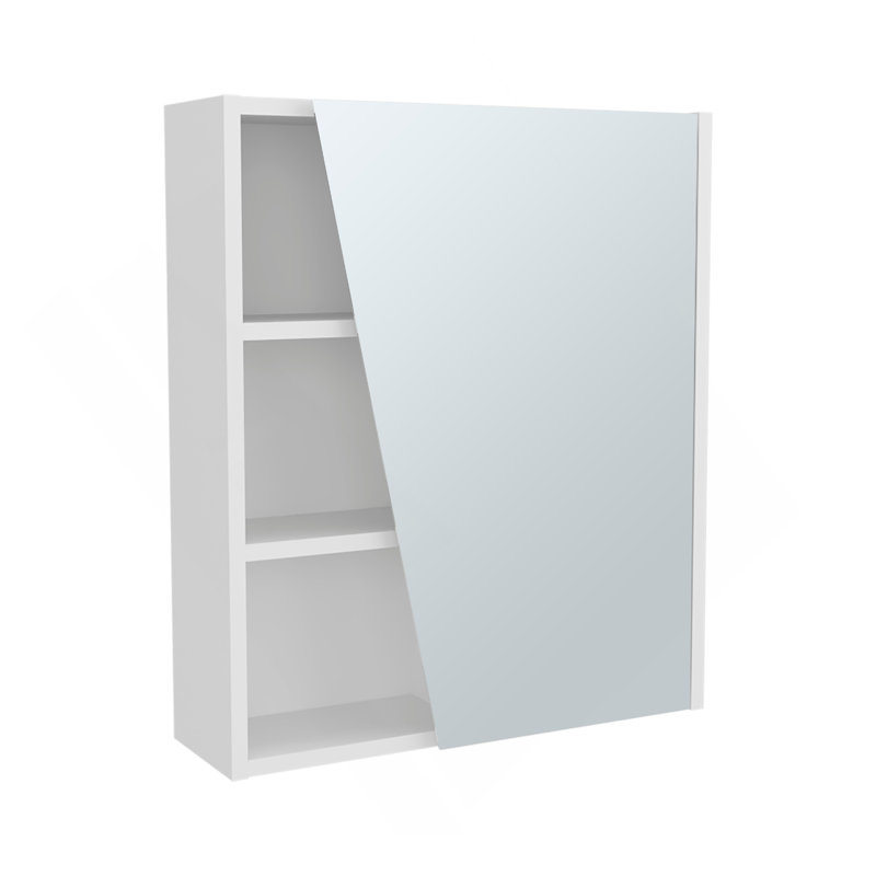 Armoire à pharmacie murale à miroir avec une porte et quatre compartiments ouverts Quintana, blanc