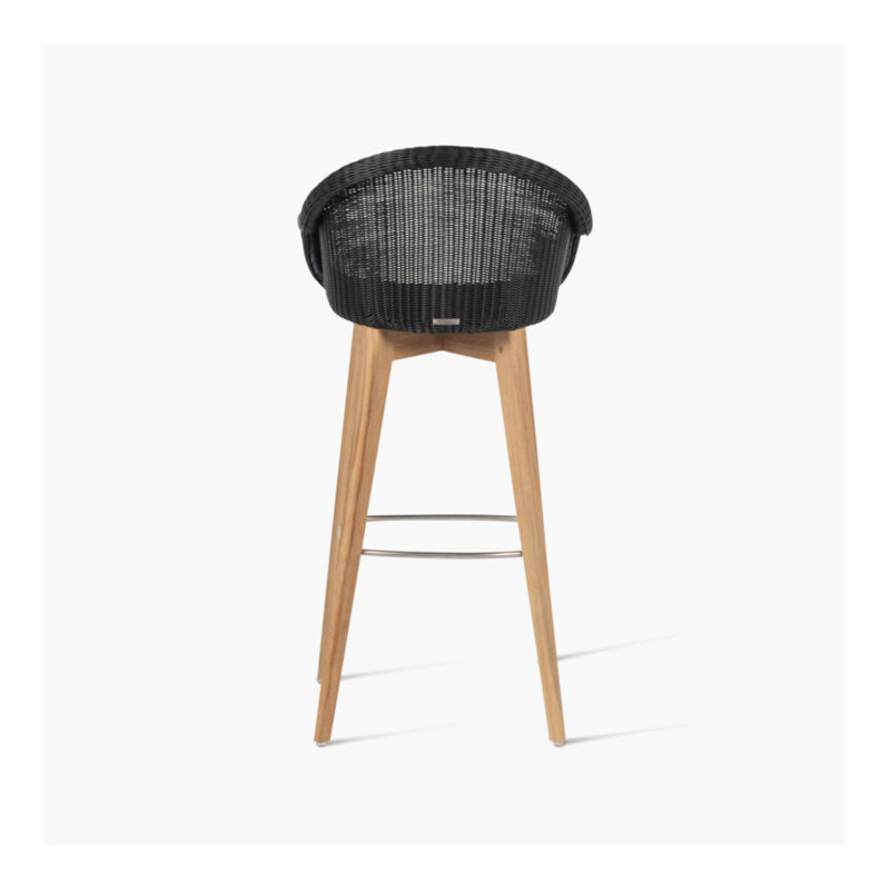 Edgard Outdoor Teak Bar Stool, Black