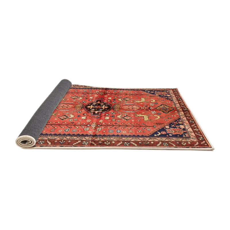 Tapis oriental rouge et bleu, Carré 3 pi