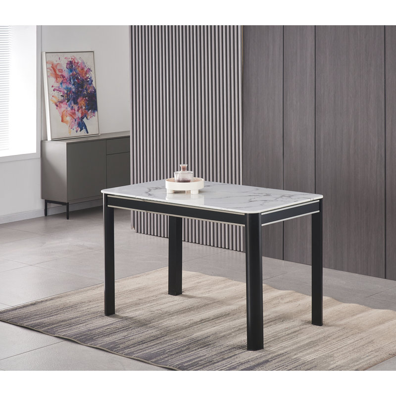 Brajon Metal Base Dining Table, White
