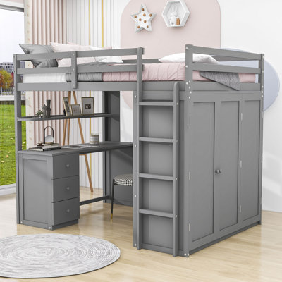 Henness Full 3 Drawer Loft Bed with Built-in-Desk by Harriet Bee