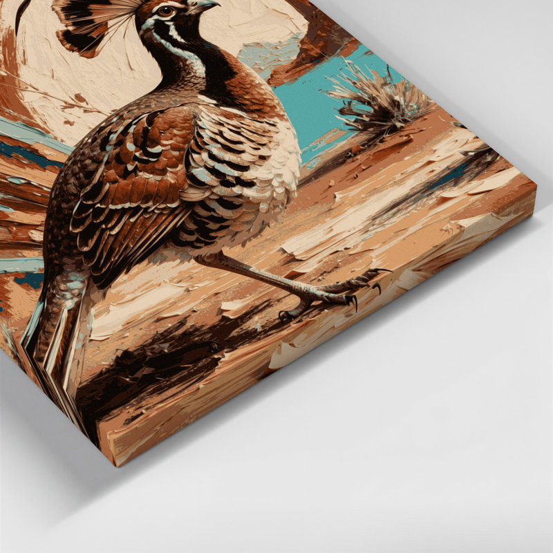 «Southwestern Animals Quail 44», art mural sur toile brune, H 12 po x l 18 po