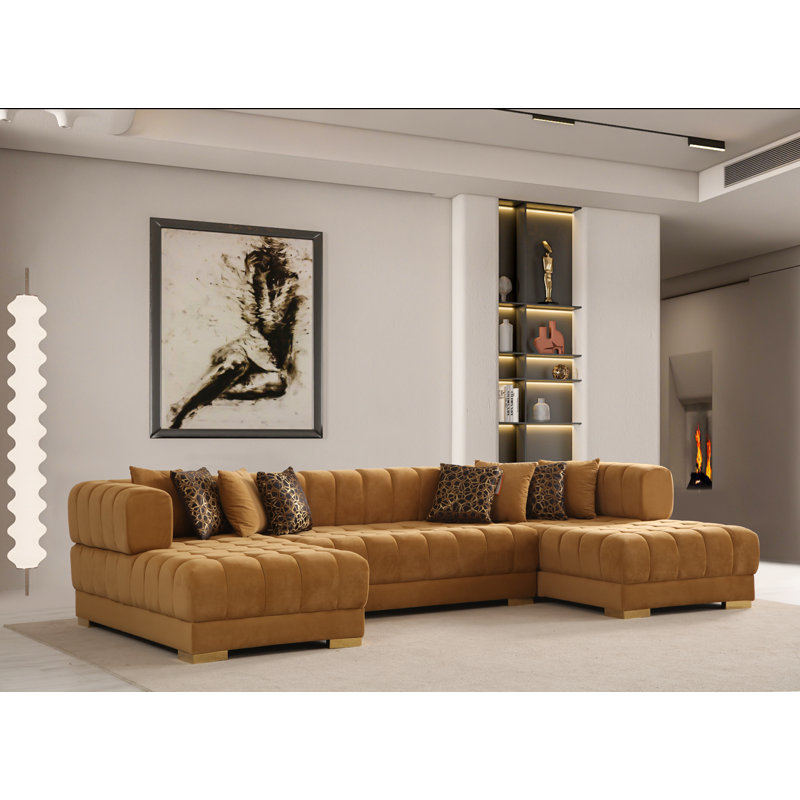 Canapé modulaire en velours Maderos