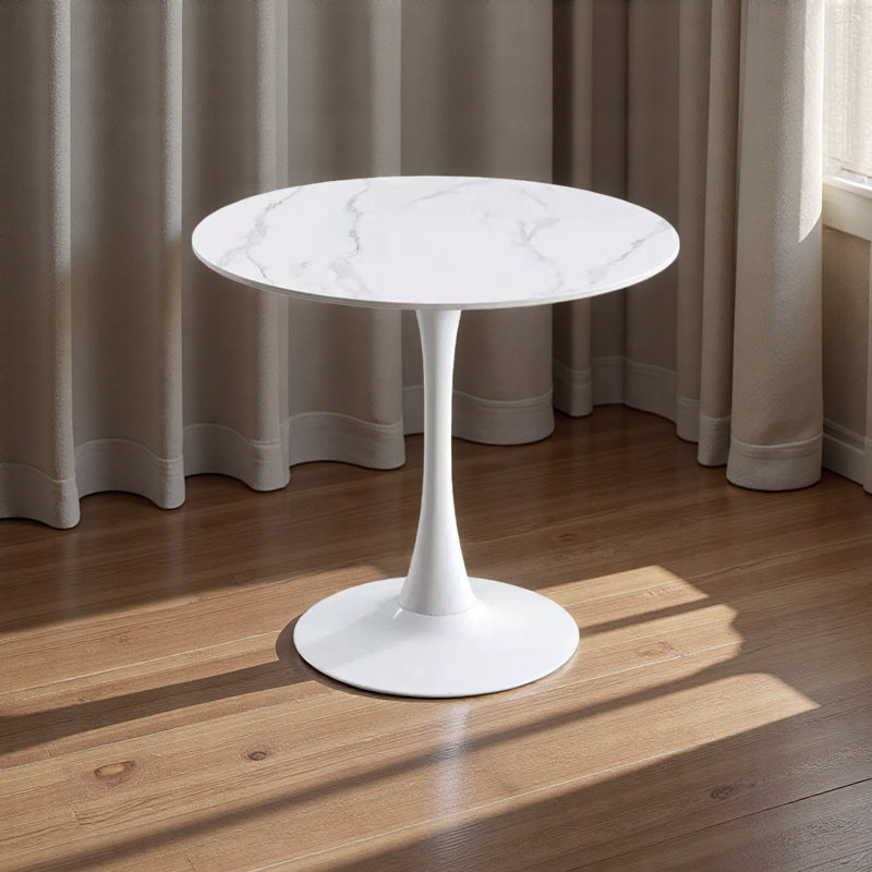 Table ronde, table de salle à manger moderne, table de salle à manger et table de cuisine ronde en tulipe à base d'acier, table de cuisine, table basse de style Mid-Century pour le salon de 24 pouces